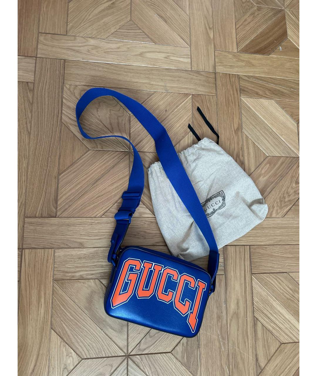 GUCCI Синяя кожаная сумка на плечо, фото 3