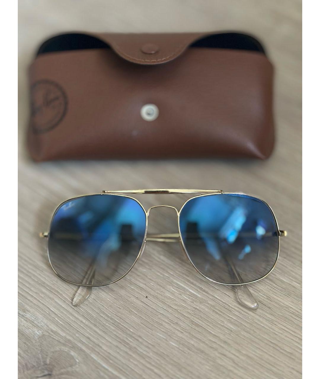 RAY BAN Голубые металлические солнцезащитные очки, фото 5