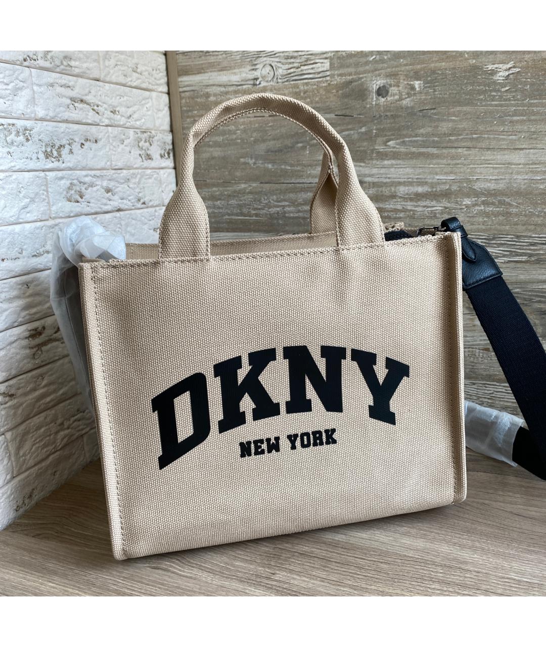 DKNY Бежевая хлопковая сумка тоут, фото 10