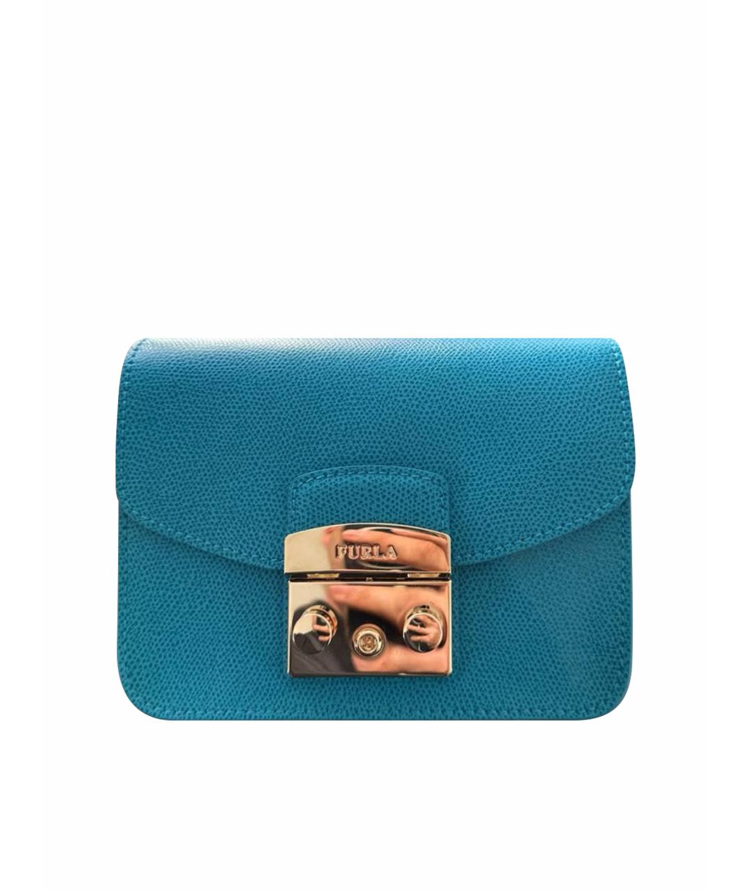 FURLA Бирюзовая кожаная сумка тоут, фото 1