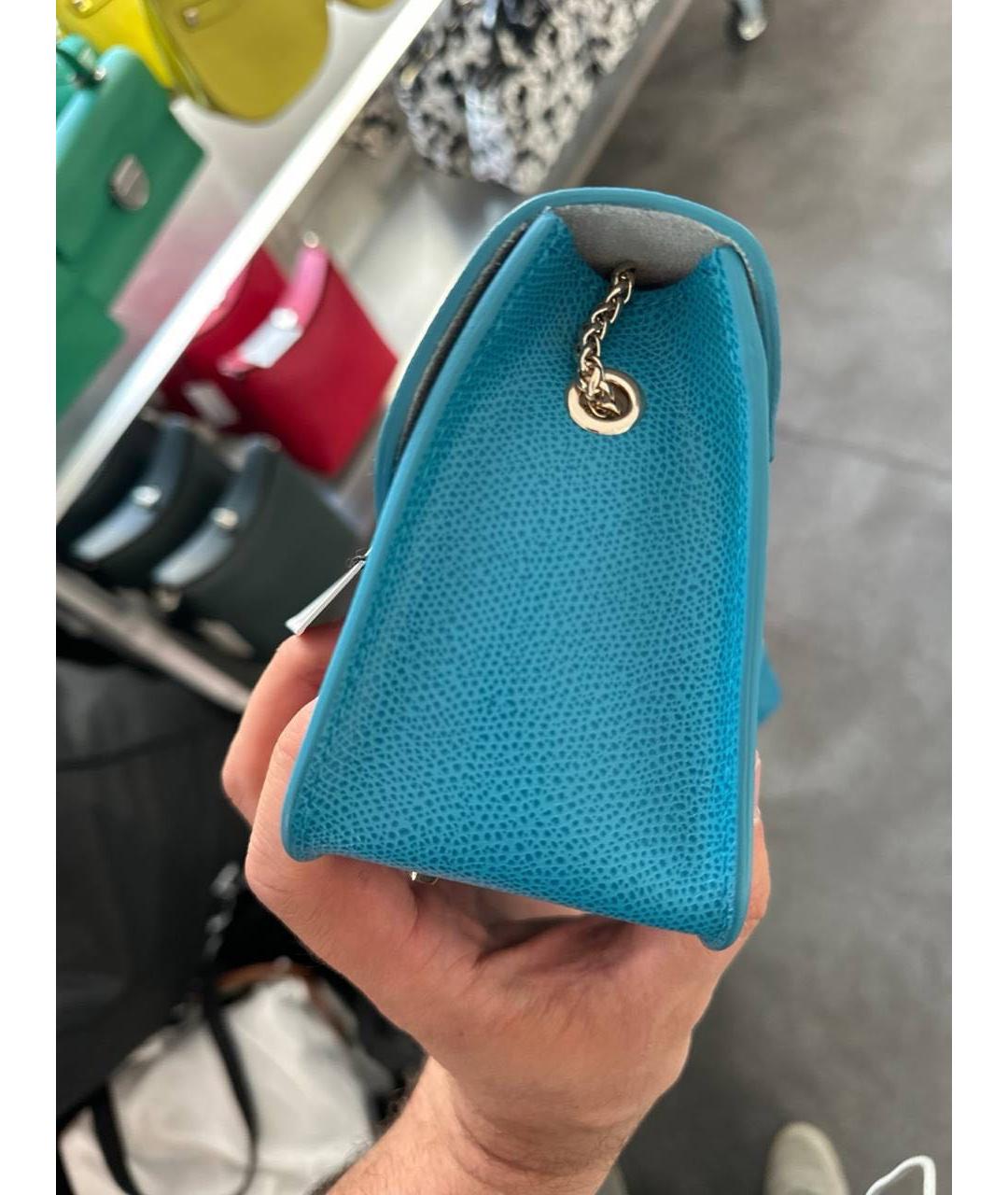 FURLA Бирюзовая кожаная сумка тоут, фото 5