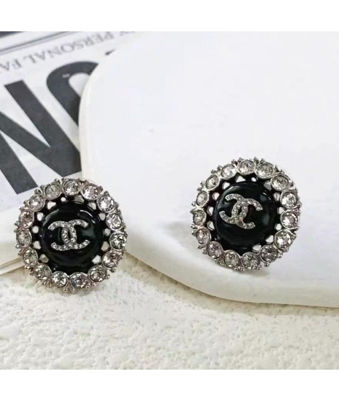 CHANEL Черные металлические серьги, фото 5