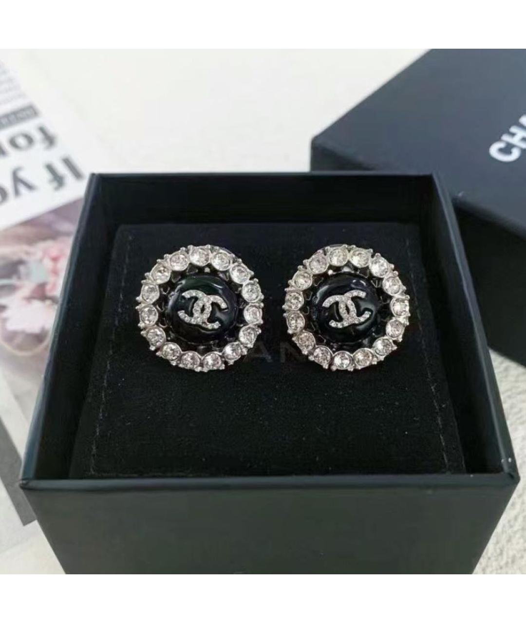CHANEL Черные металлические серьги, фото 3
