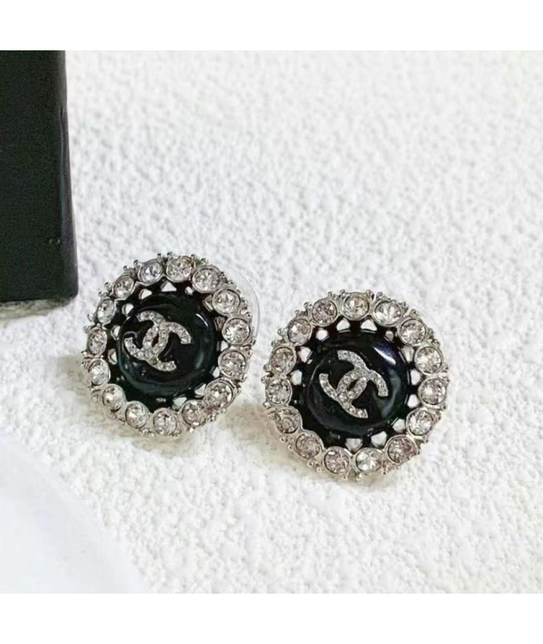 CHANEL Черные металлические серьги, фото 2