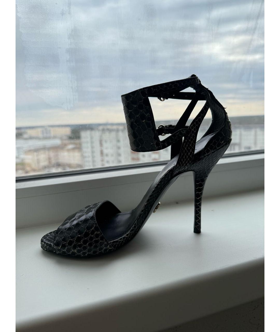 GUCCI Черные босоножки из экзотической кожи, фото 6