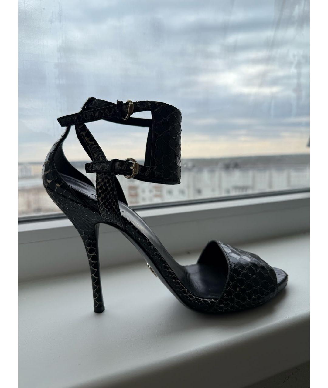 GUCCI Черные босоножки из экзотической кожи, фото 7