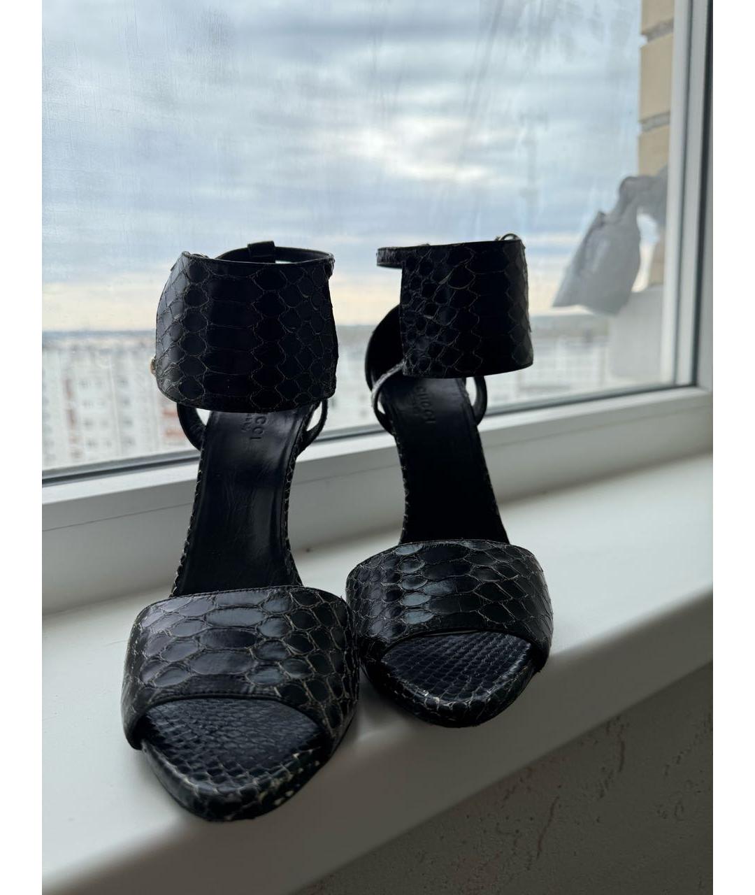 GUCCI Черные босоножки из экзотической кожи, фото 2