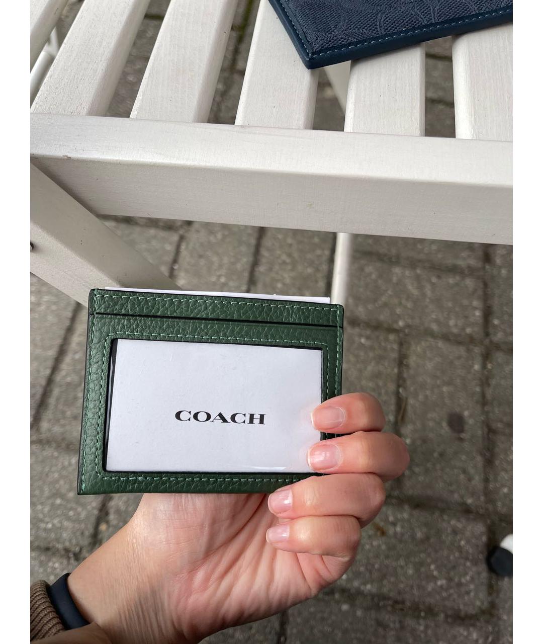 COACH Зеленый кожаный кардхолдер, фото 3