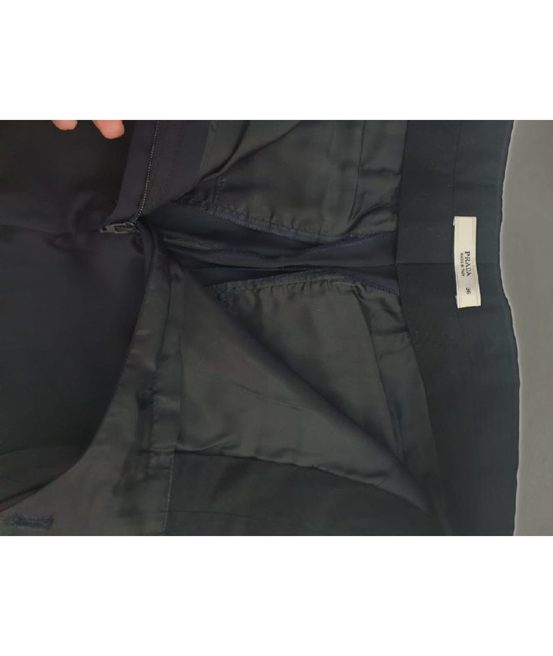 PRADA Темно-синие вискозные прямые брюки, фото 3