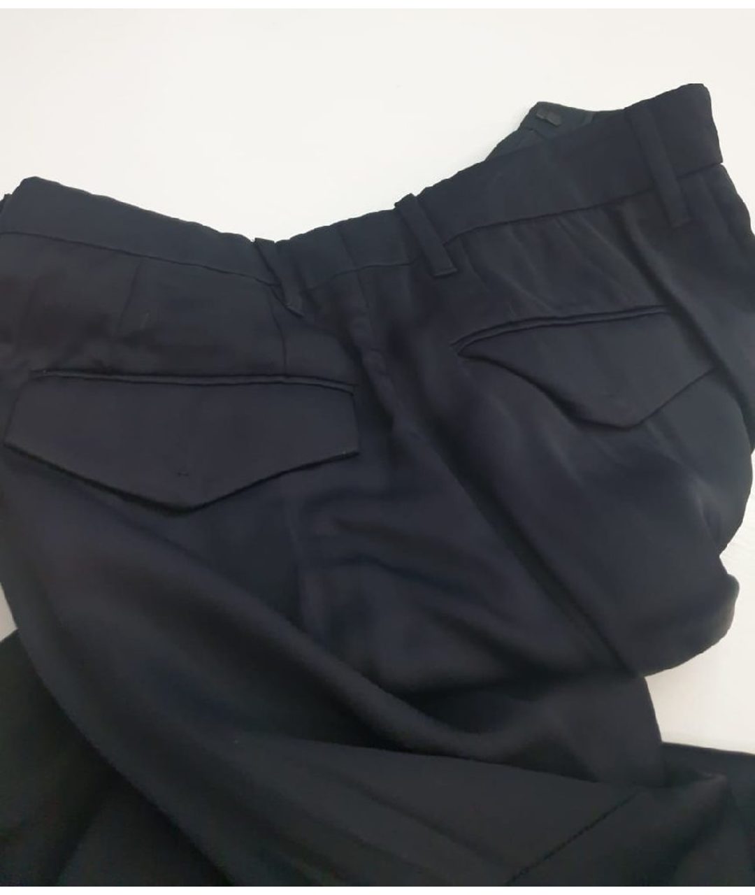 PRADA Темно-синие вискозные прямые брюки, фото 2