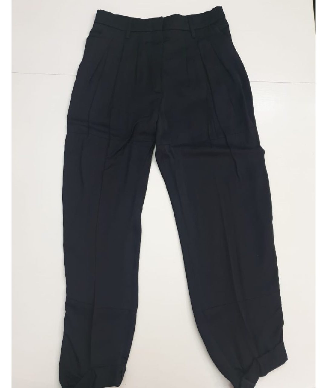 PRADA Темно-синие вискозные прямые брюки, фото 5