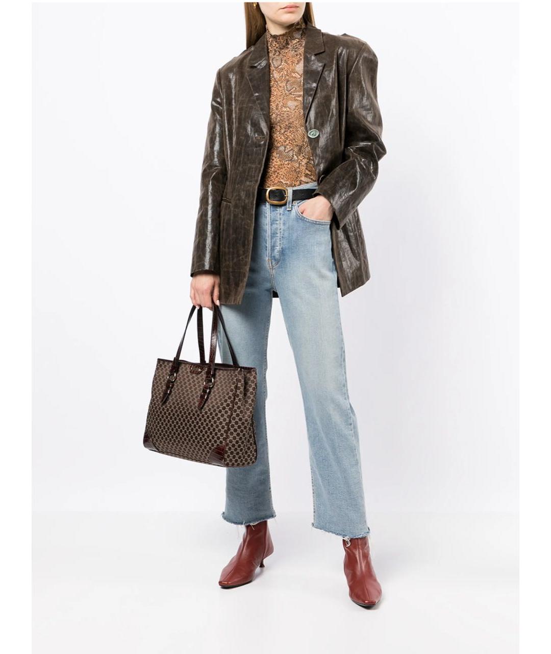 CELINE Коричневая тканевая сумка тоут, фото 8