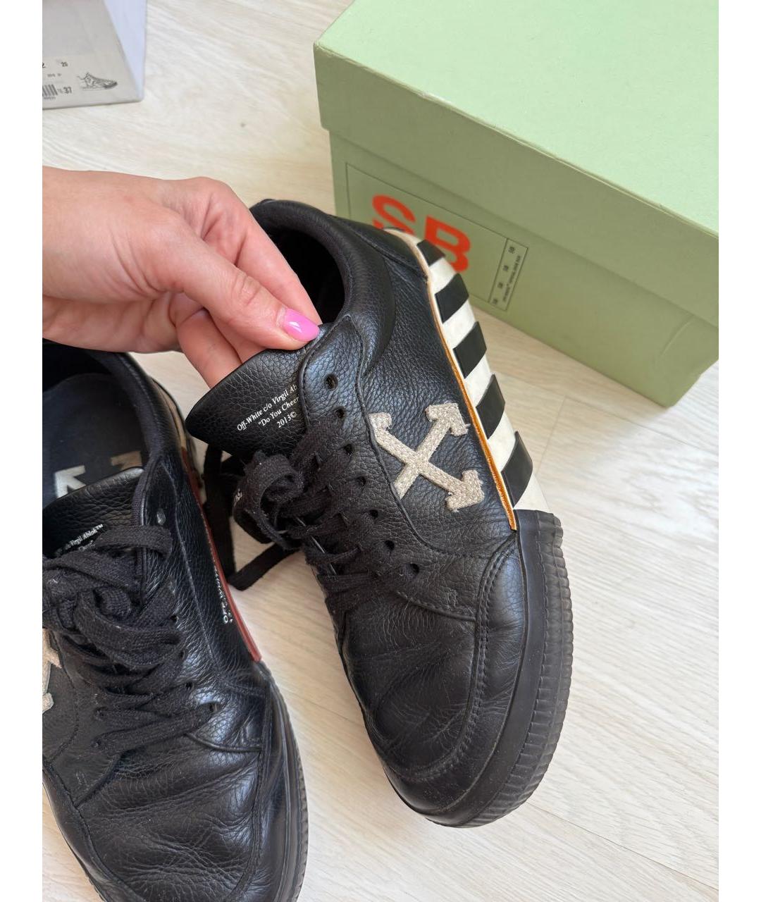 OFF-WHITE Черные кожаные кеды, фото 6
