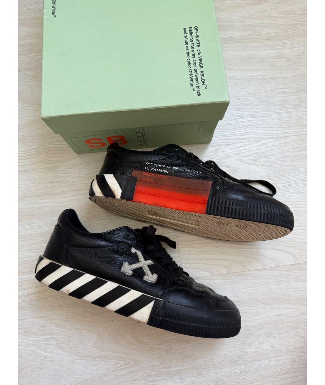 OFF-WHITE Черные кожаные кеды, фото 8