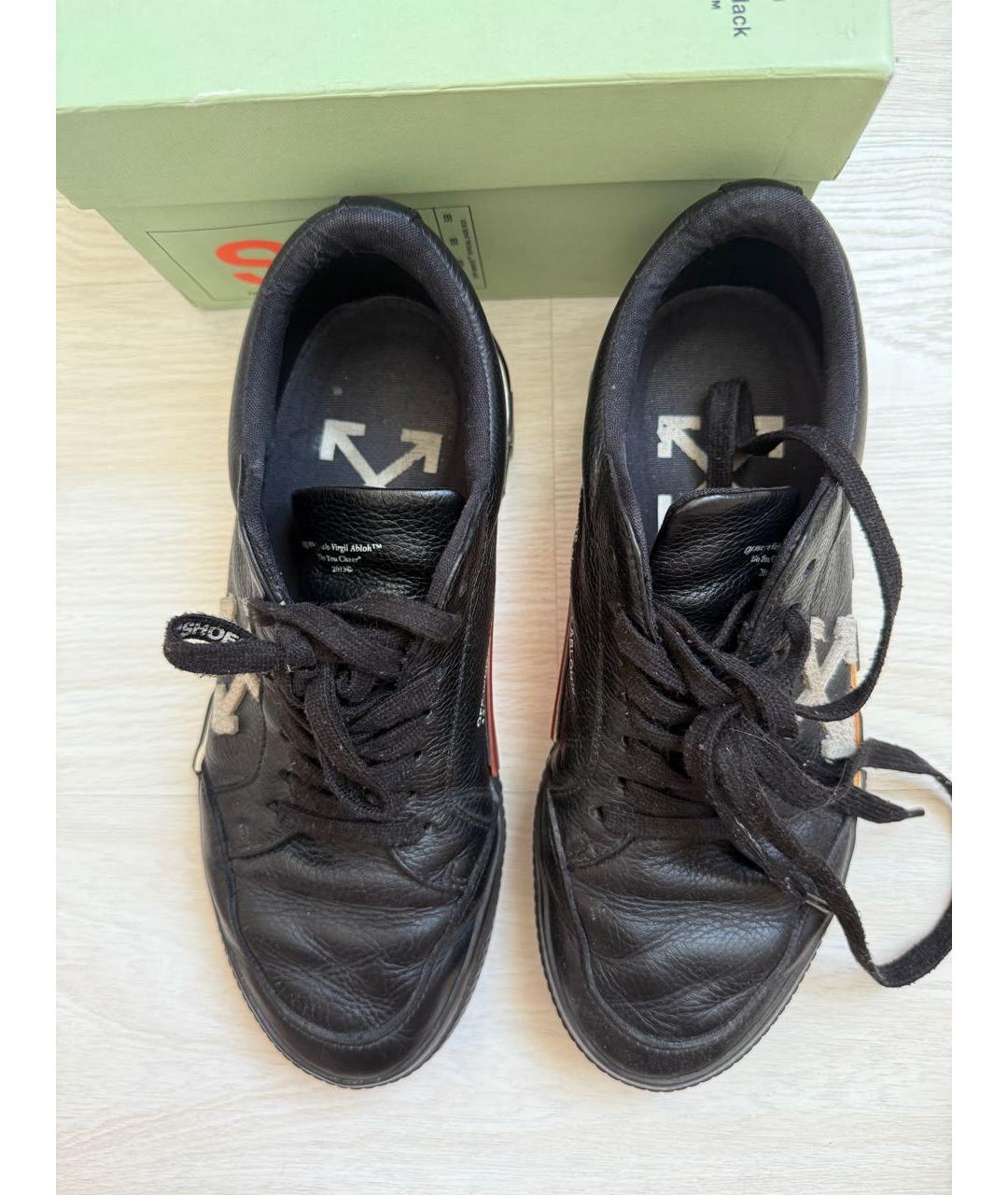 OFF-WHITE Черные кожаные кеды, фото 3