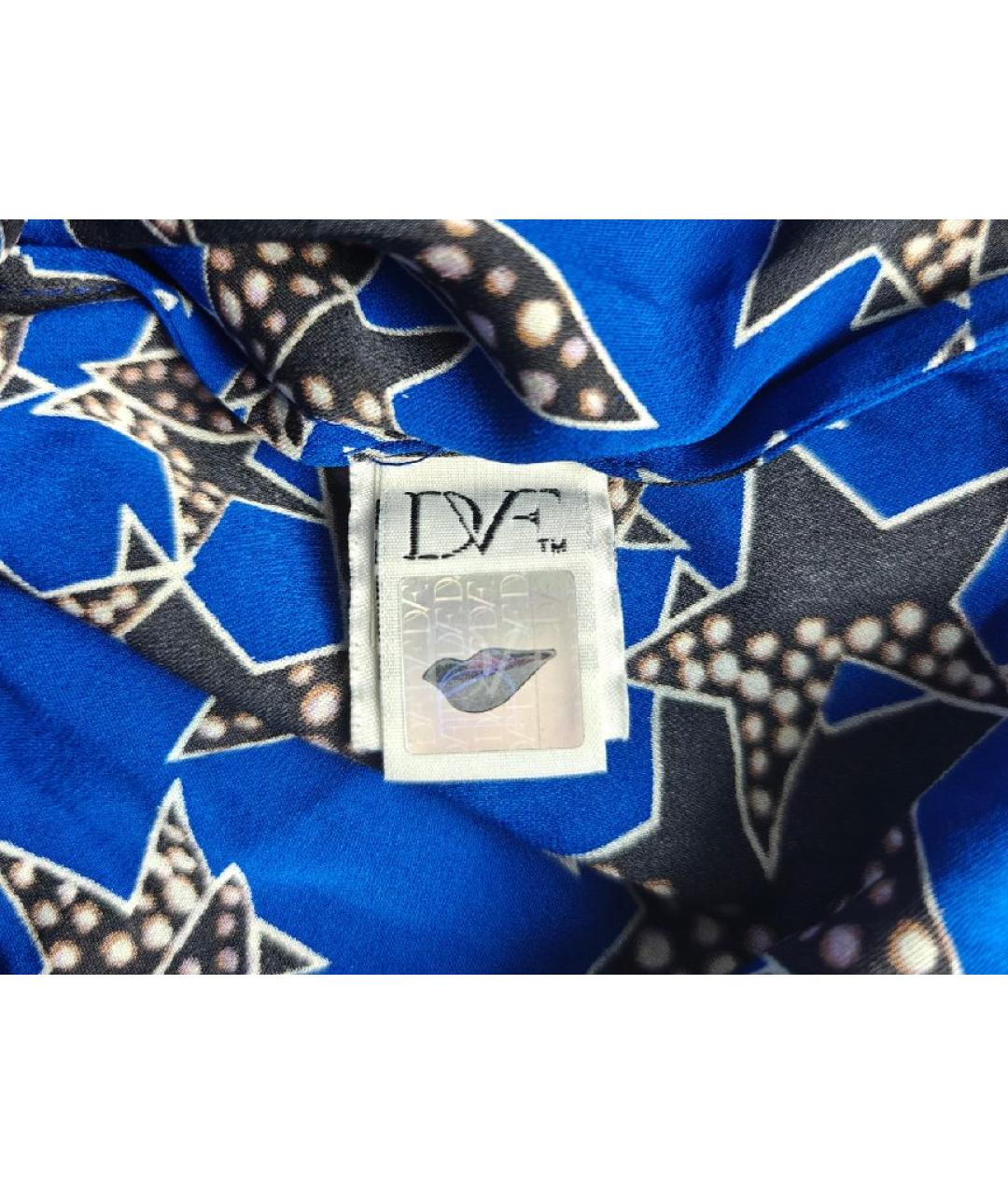 DIANE VON FURSTENBERG Синяя шелковая блузы, фото 4