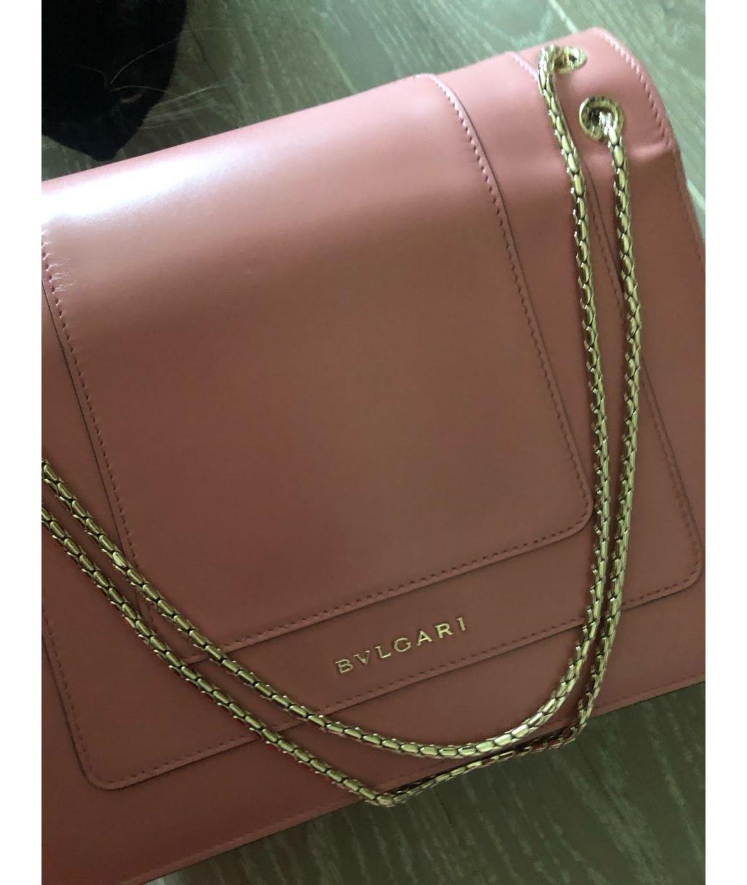 BVLGARI Розовая кожаная сумка с короткими ручками, фото 6