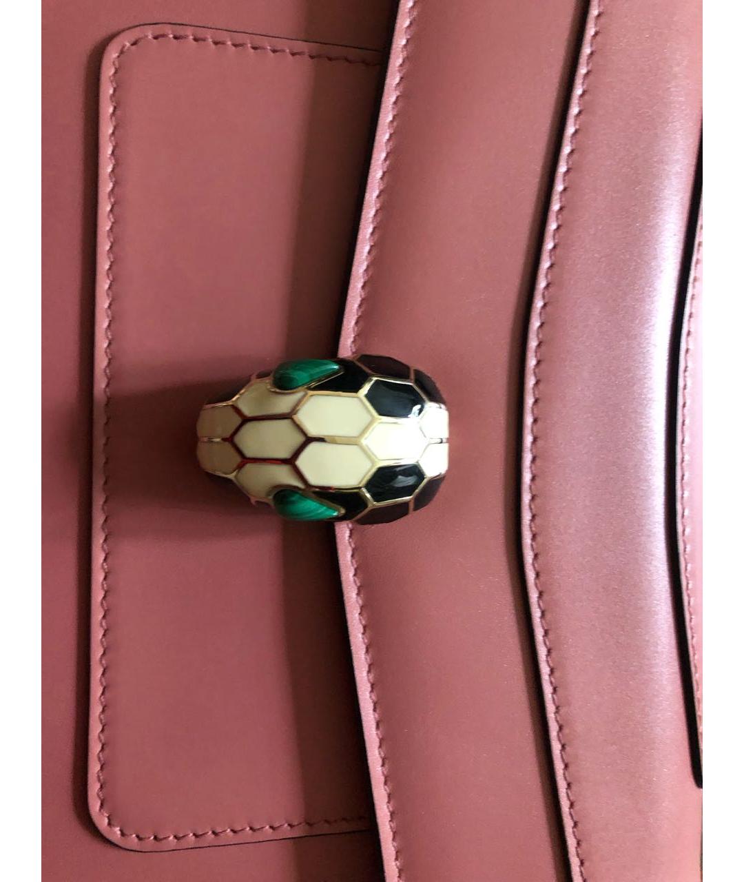 BVLGARI Розовая кожаная сумка с короткими ручками, фото 2