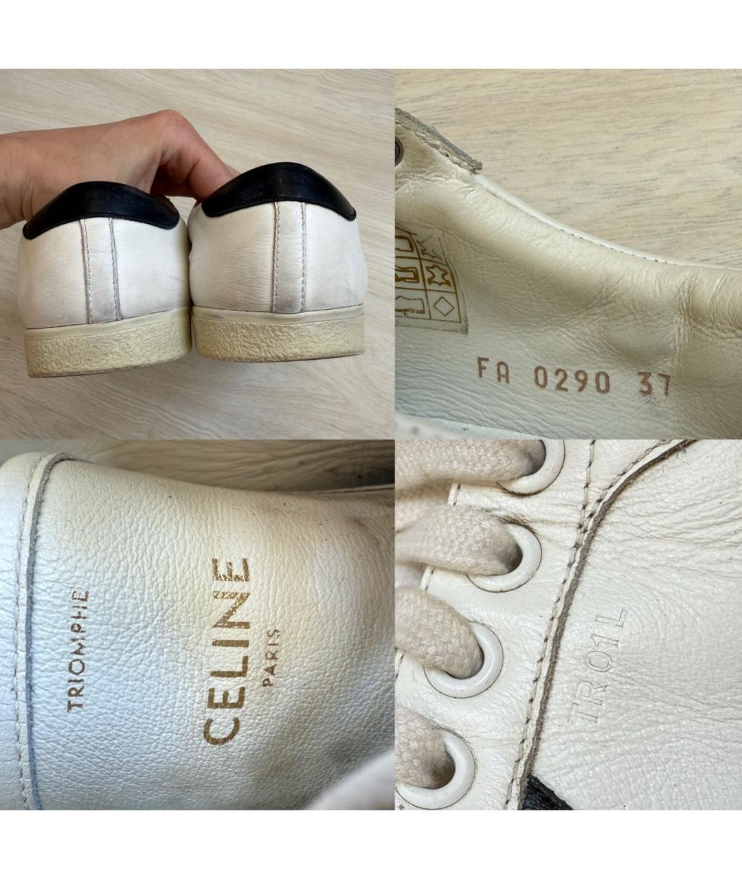 CELINE Белые кожаные кеды, фото 8