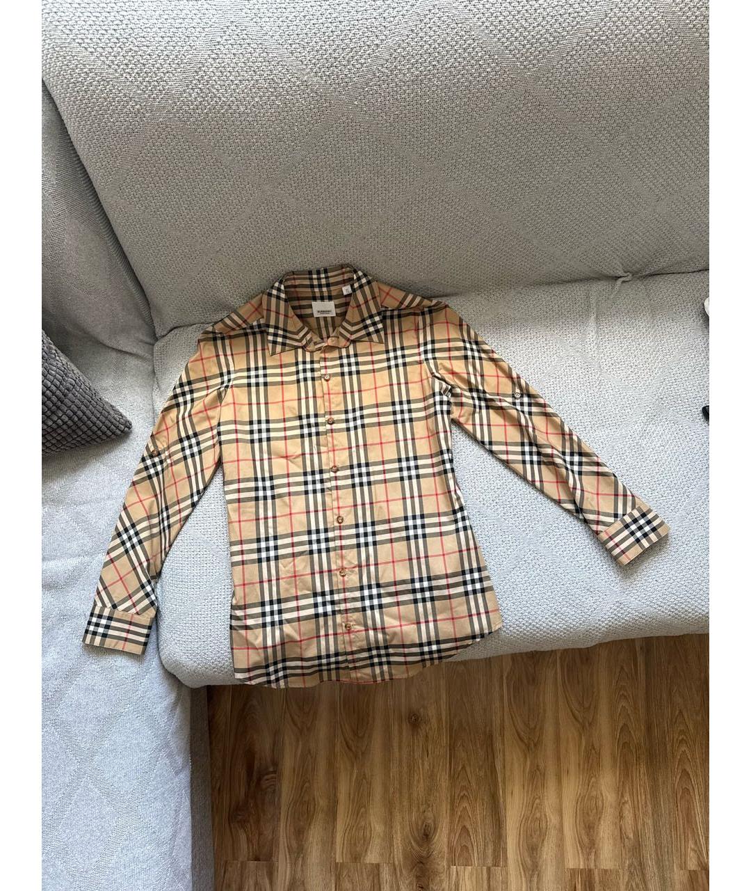 BURBERRY Бежевая хлопковая рубашка, фото 7
