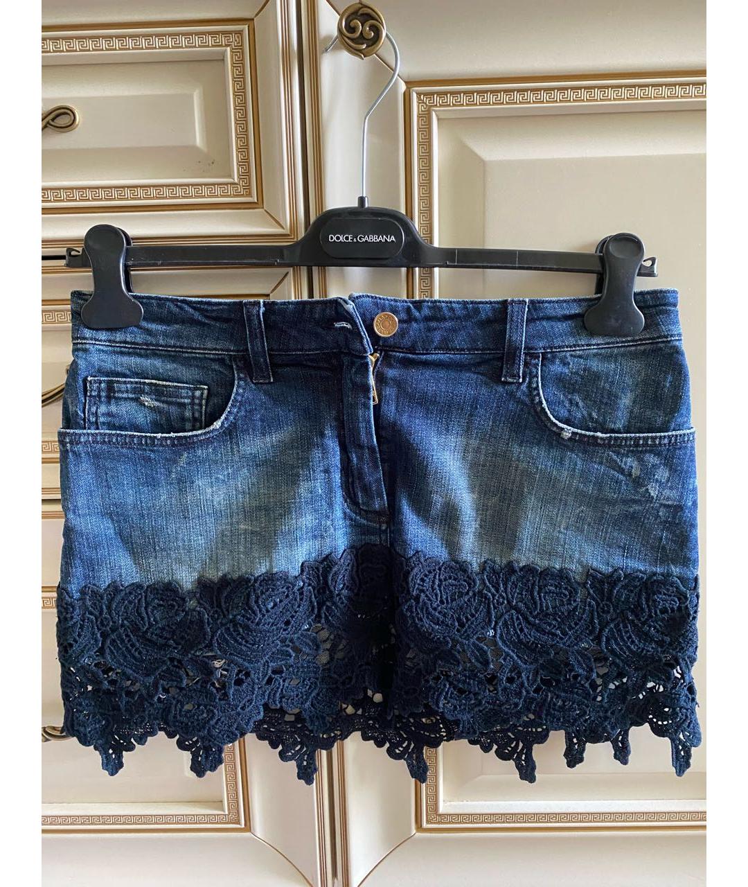 DOLCE&GABBANA Синяя деним юбка мини, фото 5