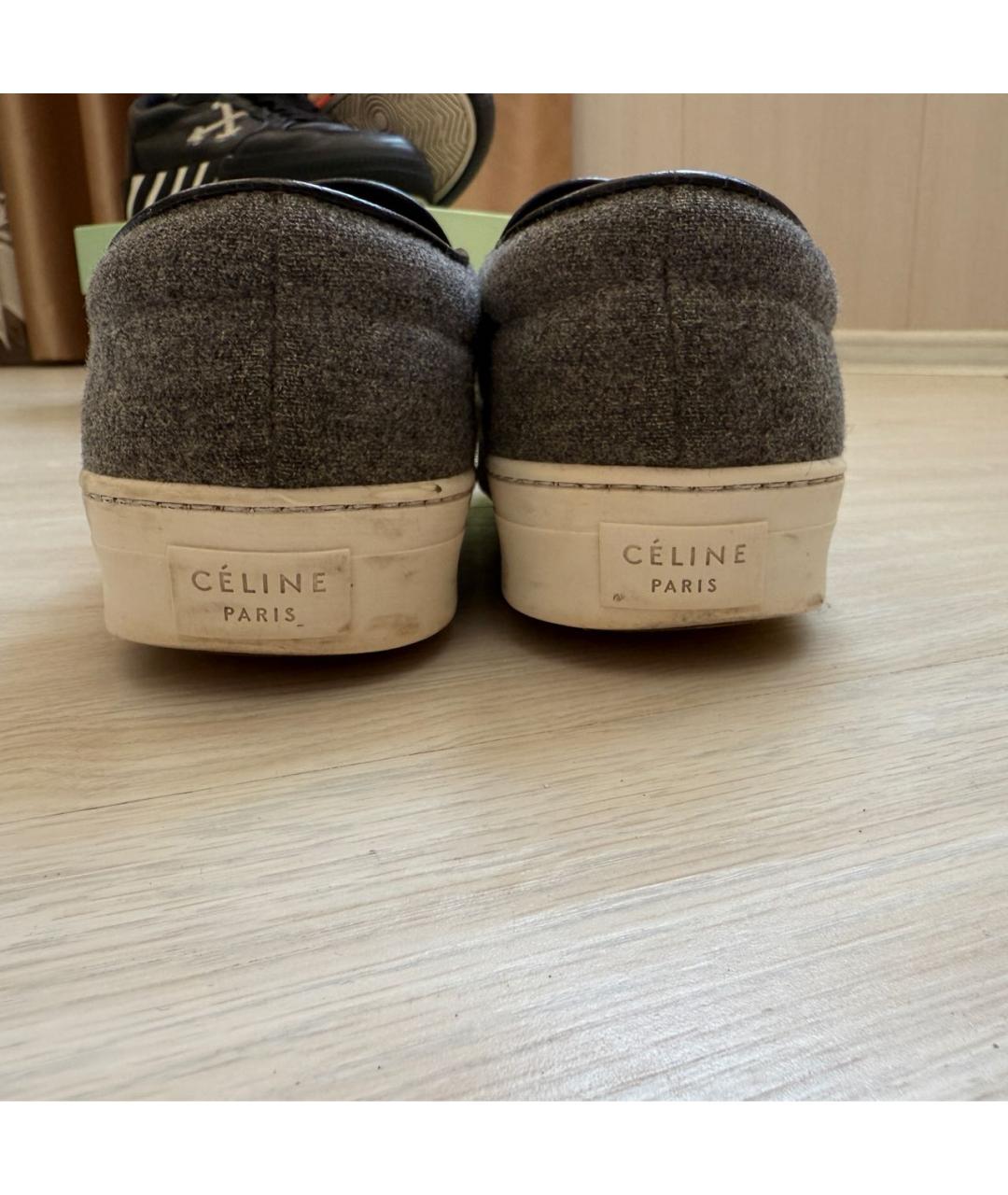 CELINE Серые кожаные слипоны, фото 4