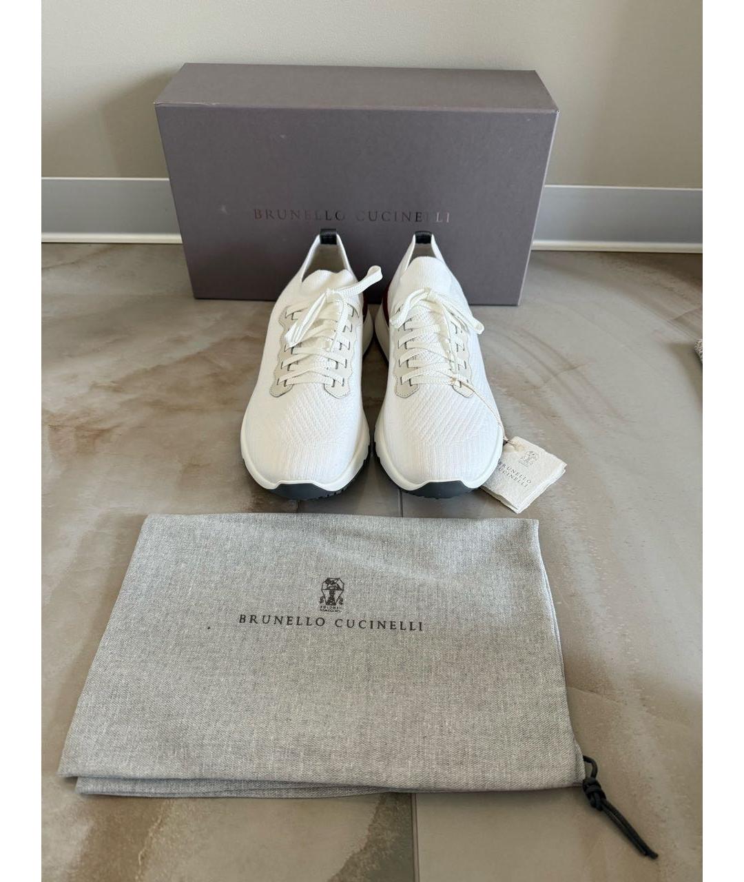 BRUNELLO CUCINELLI Белые текстильные низкие кроссовки / кеды, фото 2
