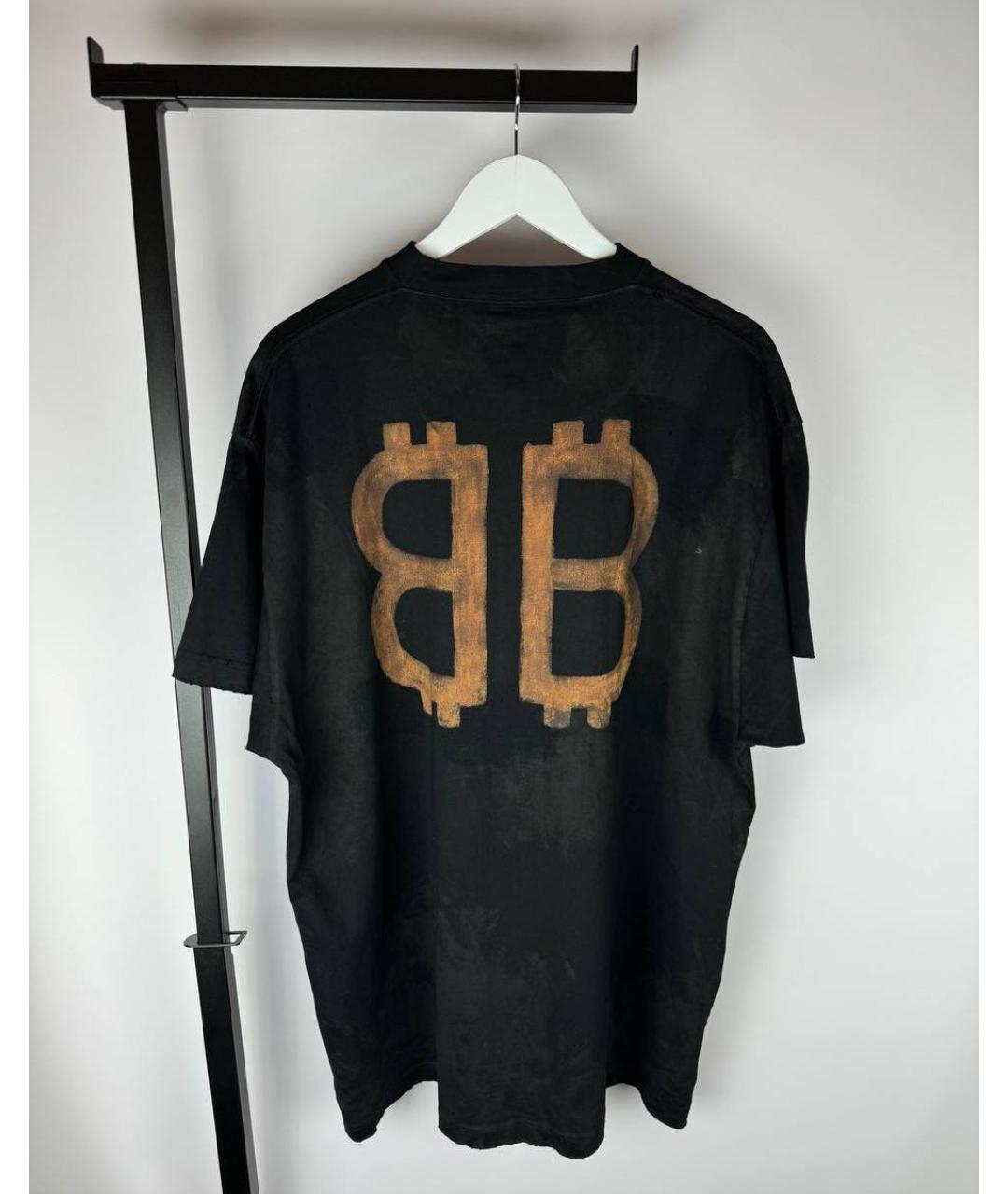 BALENCIAGA Черная хлопковая футболка, фото 3