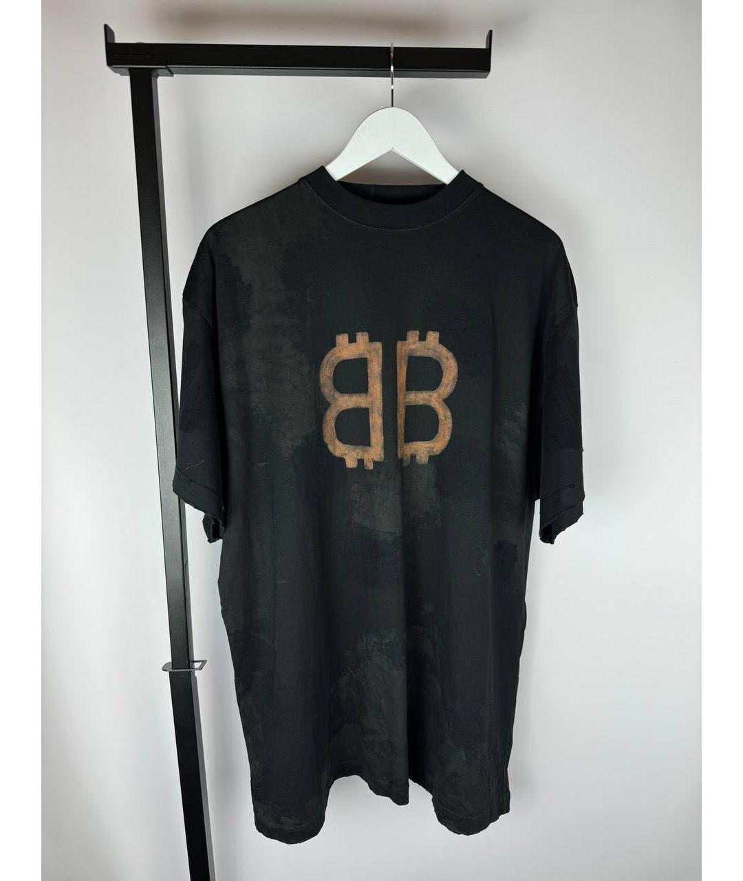 BALENCIAGA Черная хлопковая футболка, фото 2