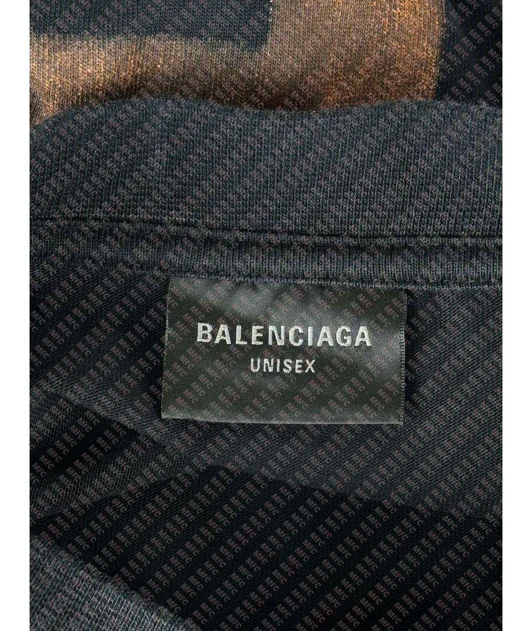 BALENCIAGA Черная хлопковая футболка, фото 5