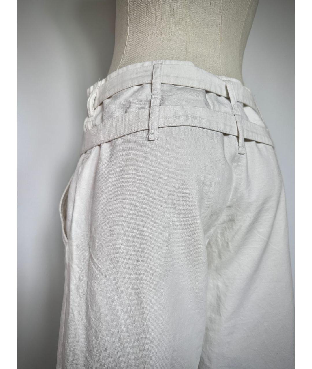 ANN DEMEULEMEESTER Белые хлопковые прямые брюки, фото 6