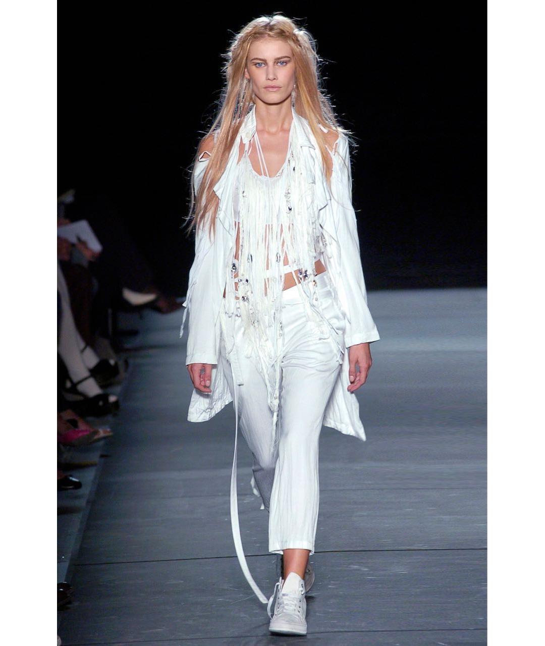 ANN DEMEULEMEESTER Белые хлопковые прямые брюки, фото 2