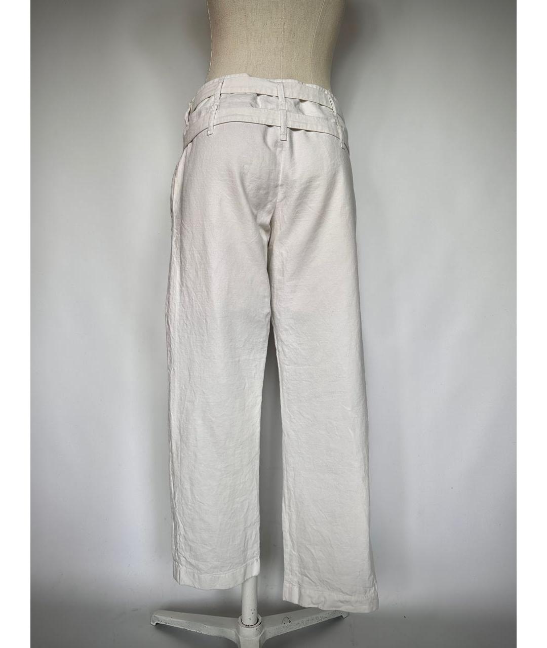 ANN DEMEULEMEESTER Белые хлопковые прямые брюки, фото 4