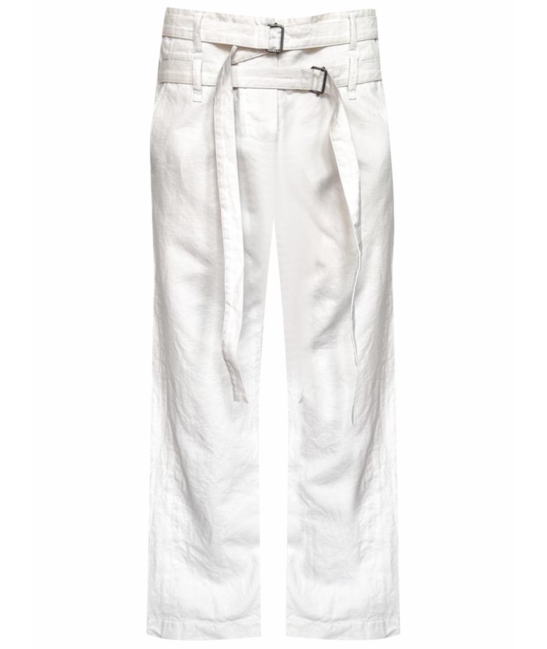 ANN DEMEULEMEESTER Белые хлопковые прямые брюки, фото 1
