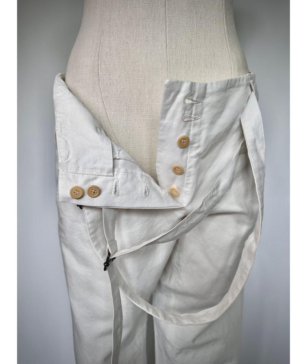 ANN DEMEULEMEESTER Белые хлопковые прямые брюки, фото 5