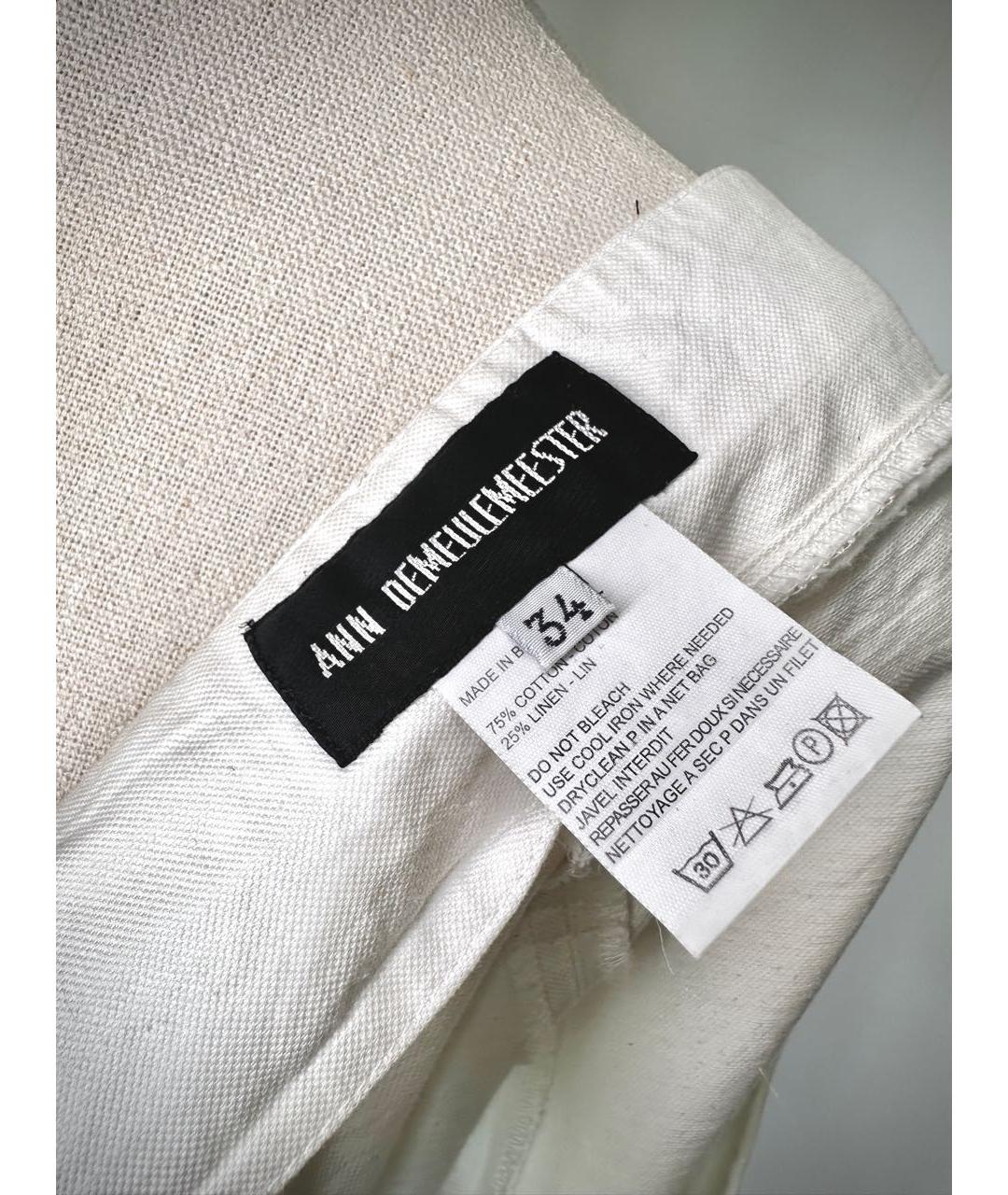 ANN DEMEULEMEESTER Белые хлопковые прямые брюки, фото 8