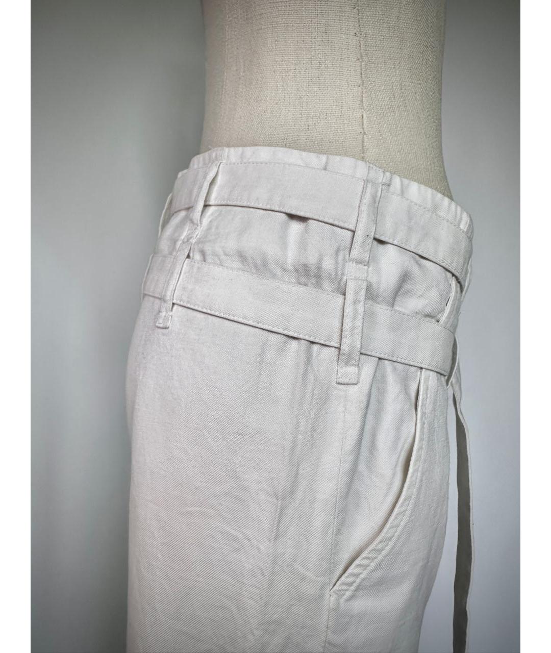 ANN DEMEULEMEESTER Белые хлопковые прямые брюки, фото 7