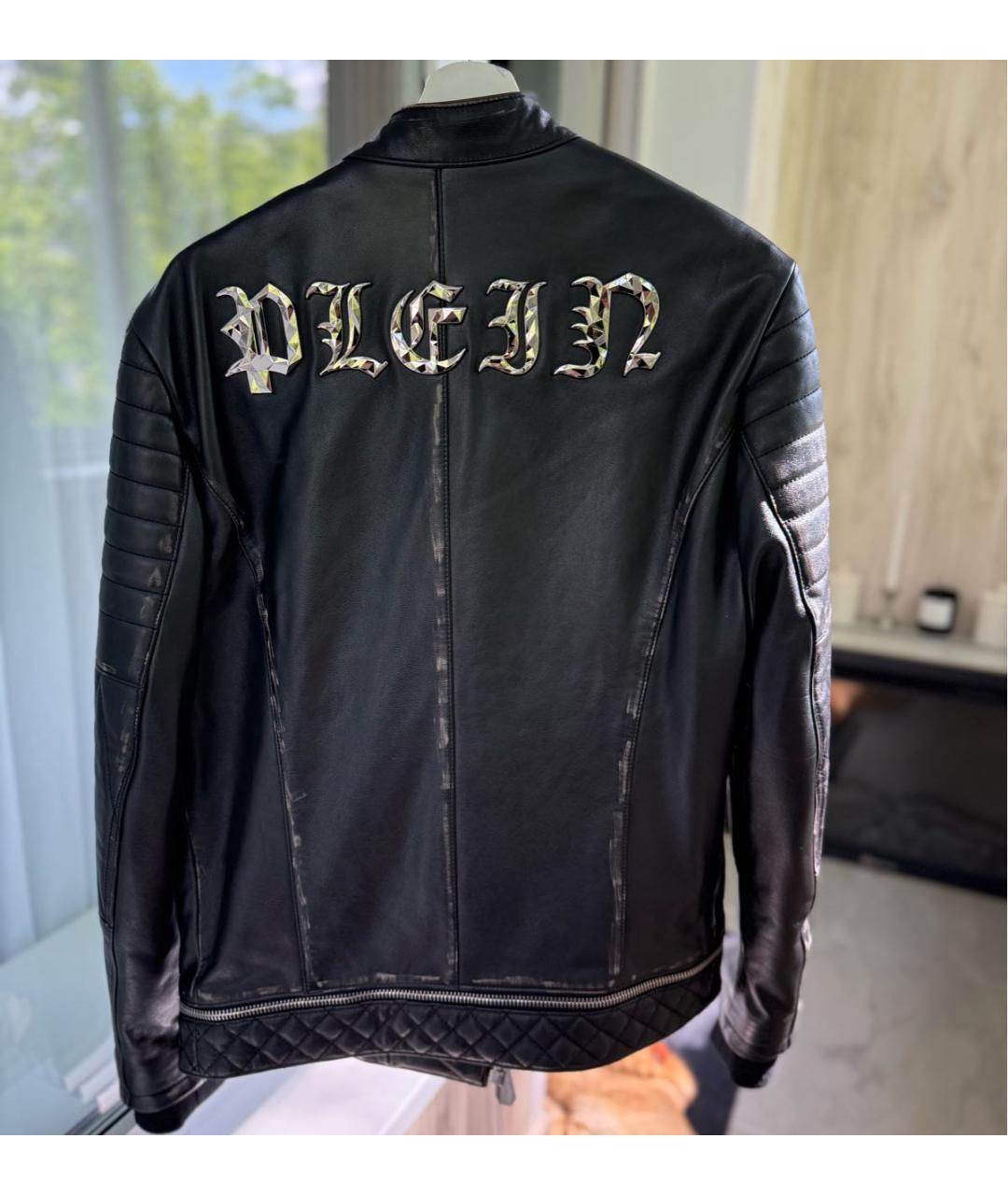 PHILIPP PLEIN Черная кожаная куртка, фото 2