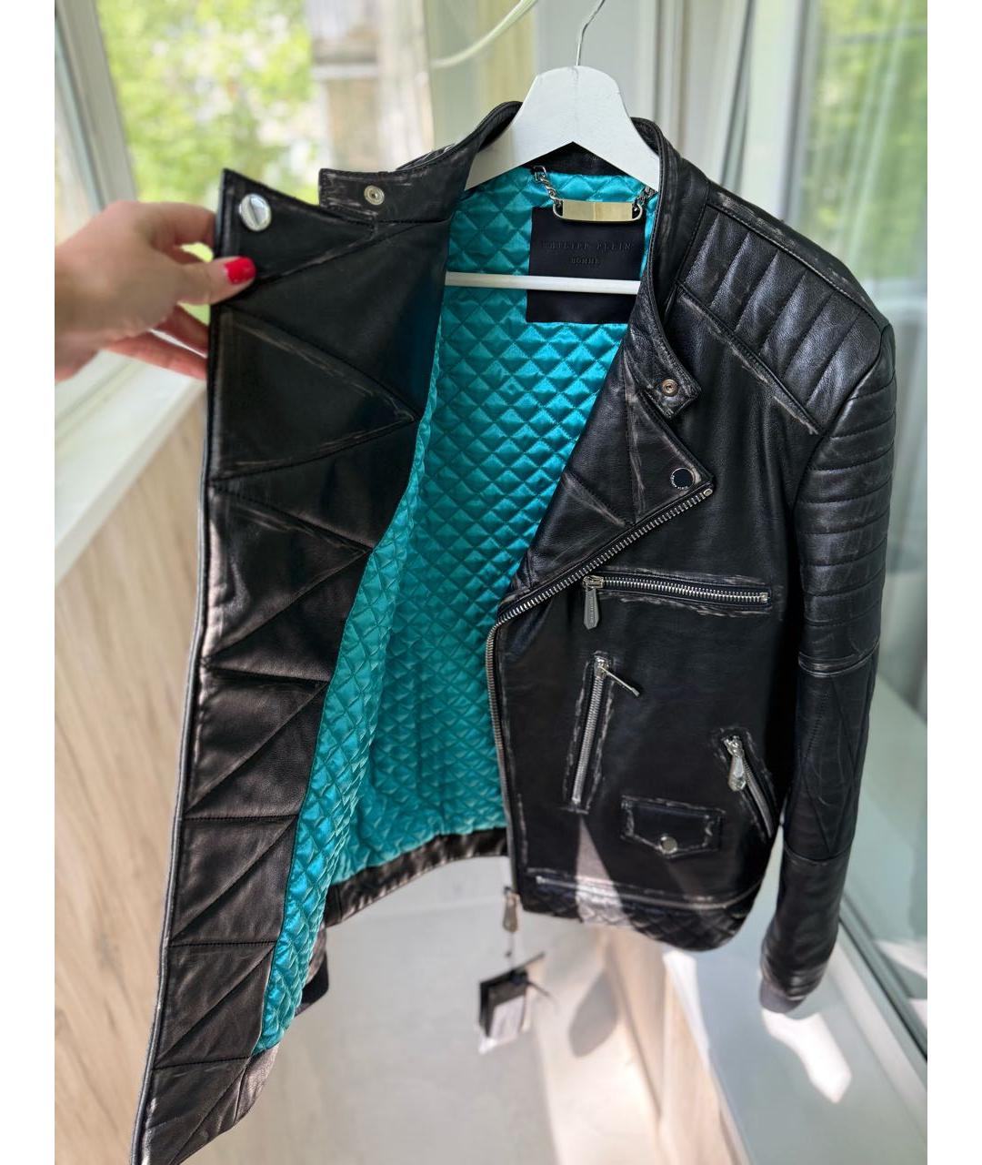 PHILIPP PLEIN Черная кожаная куртка, фото 4