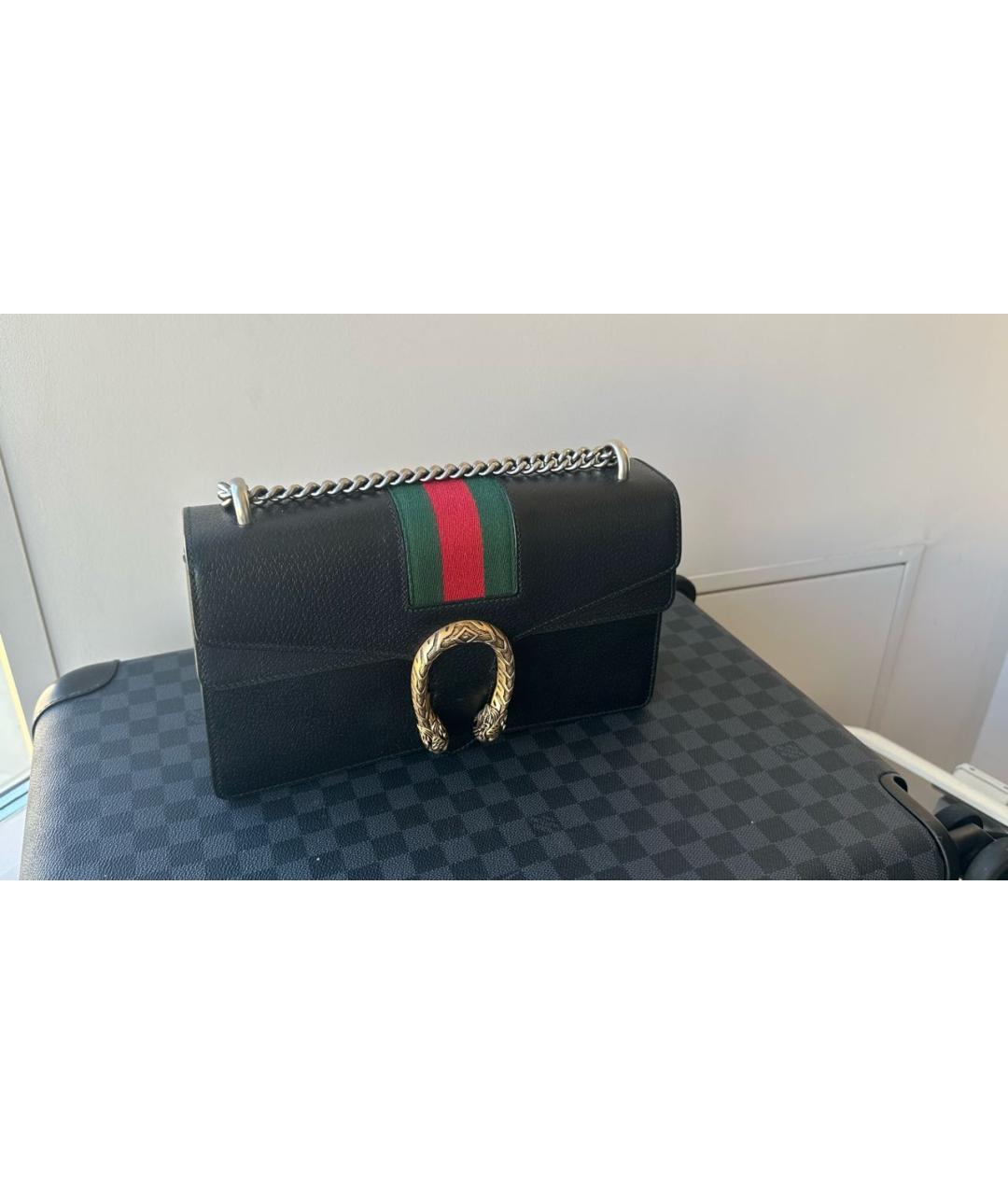 GUCCI Черная кожаная сумка через плечо, фото 2