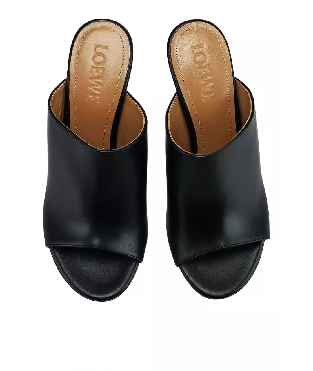 LOEWE Черные кожаные мюли, фото 3