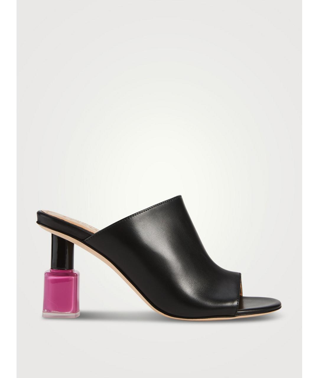 LOEWE Черные кожаные мюли, фото 7