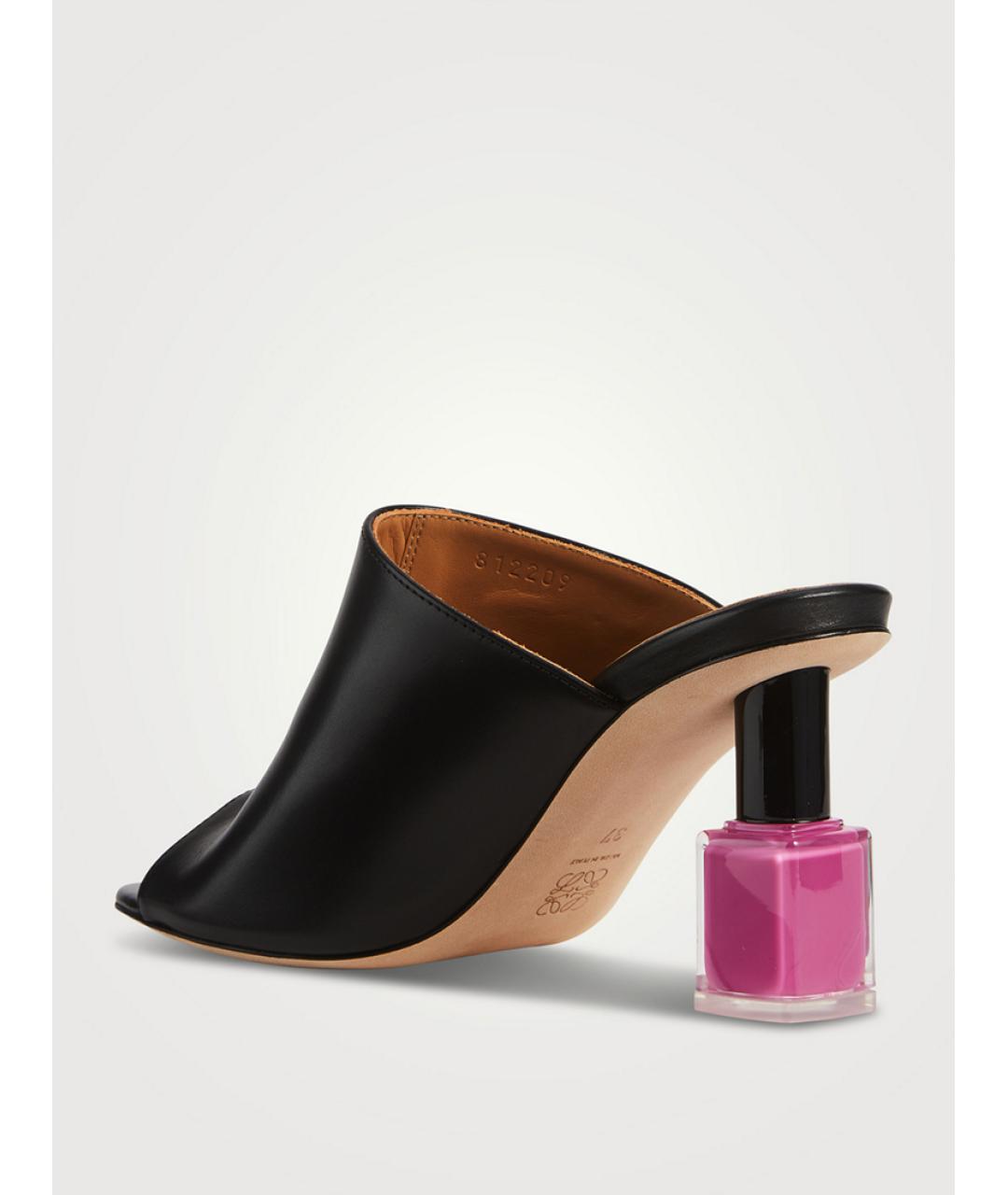LOEWE Черные кожаные мюли, фото 8