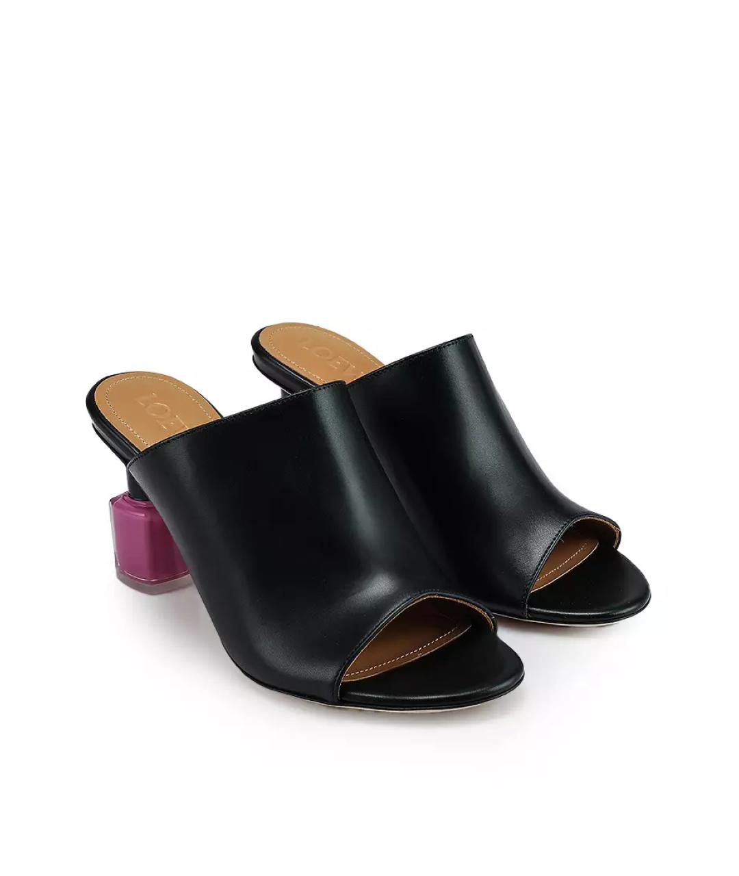 LOEWE Черные кожаные мюли, фото 4