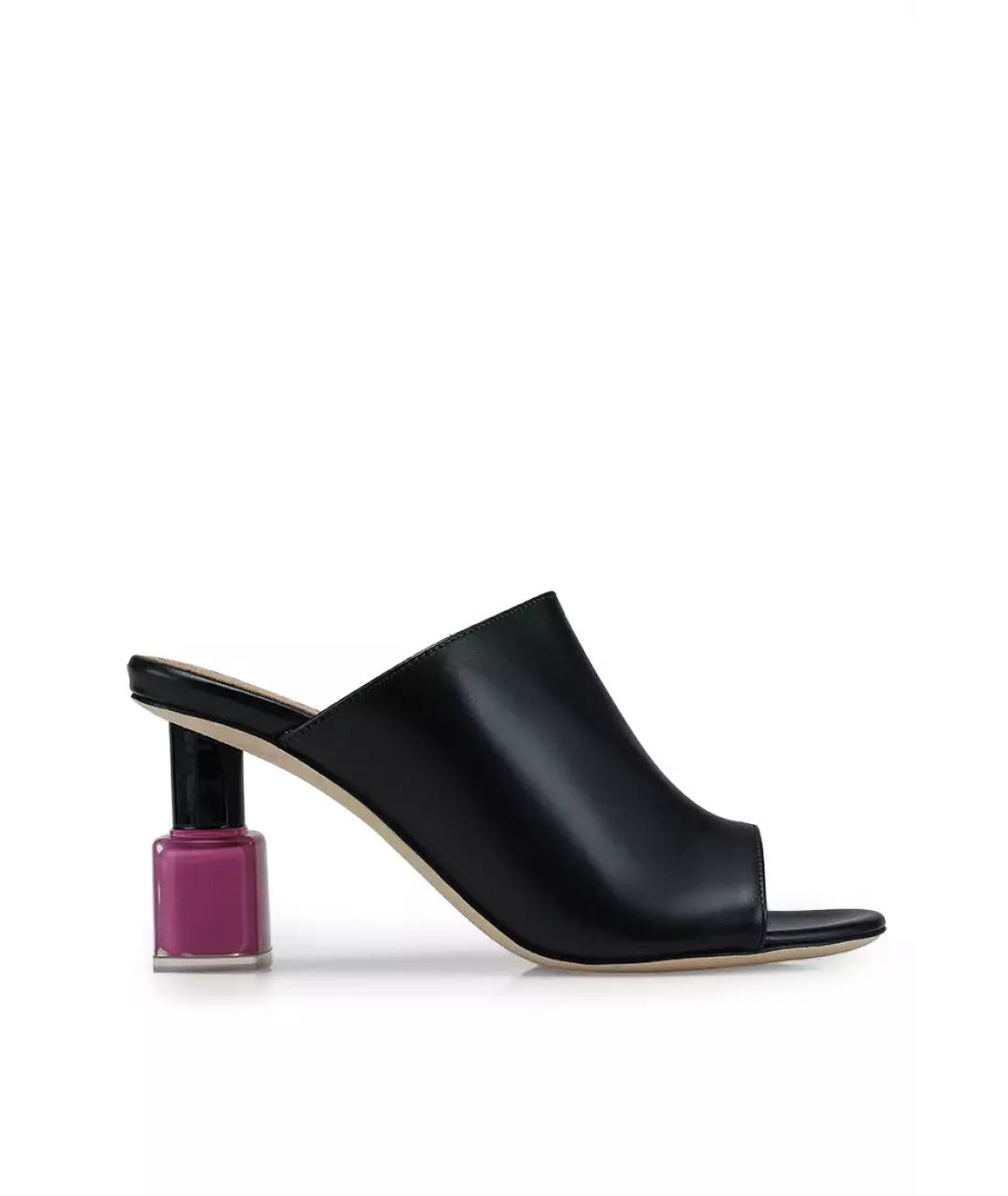 LOEWE Черные кожаные мюли, фото 5
