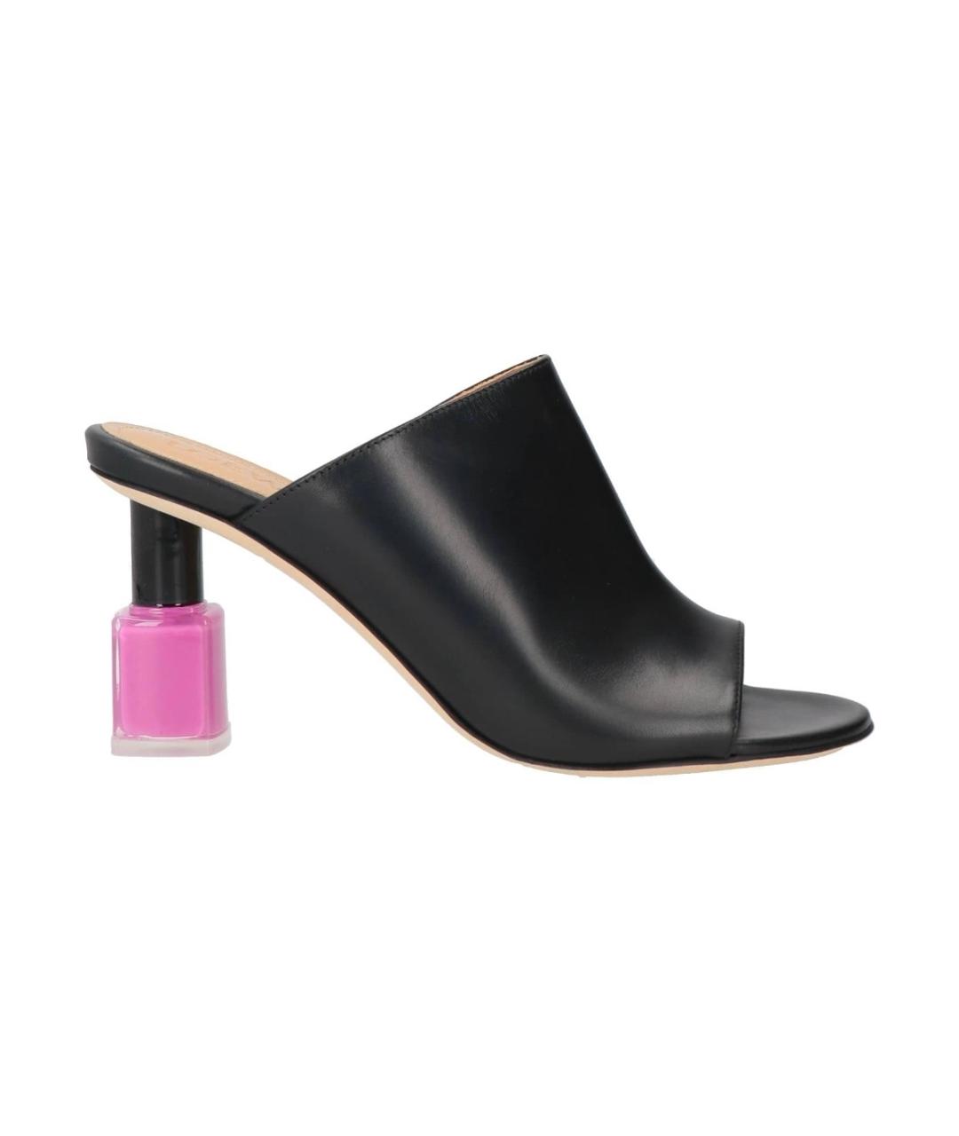 LOEWE Черные кожаные мюли, фото 1