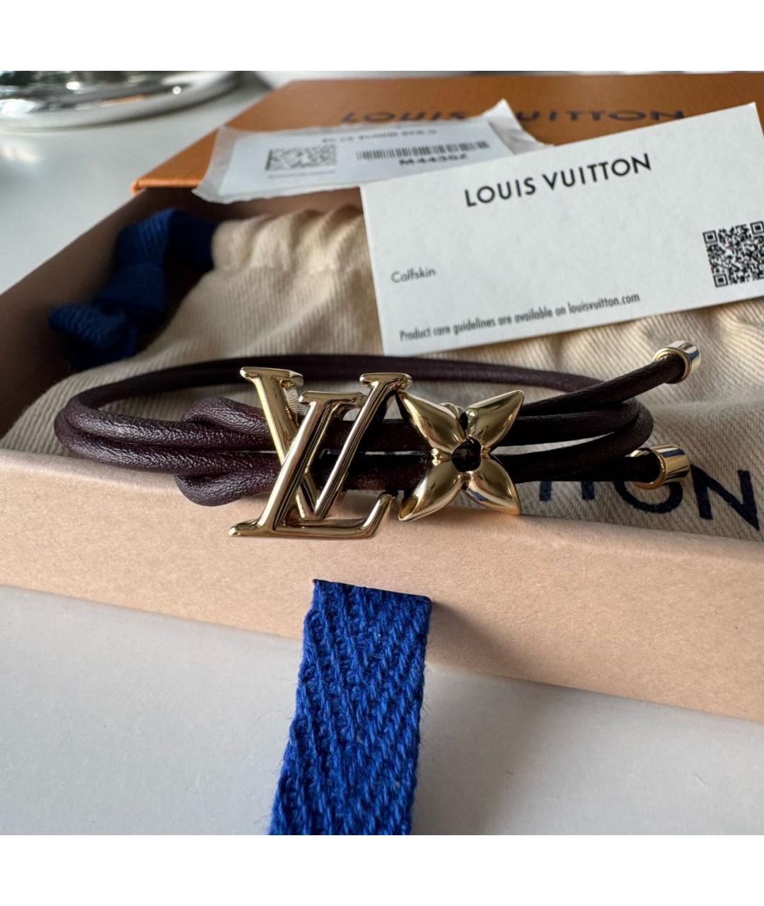 LOUIS VUITTON Бордовый кожаный браслет, фото 2