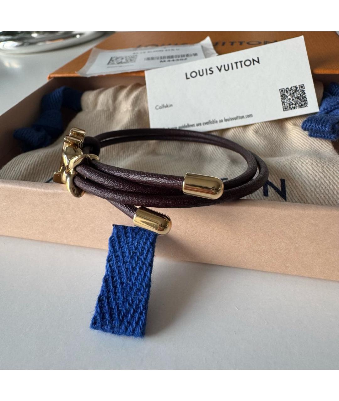 LOUIS VUITTON Бордовый кожаный браслет, фото 5