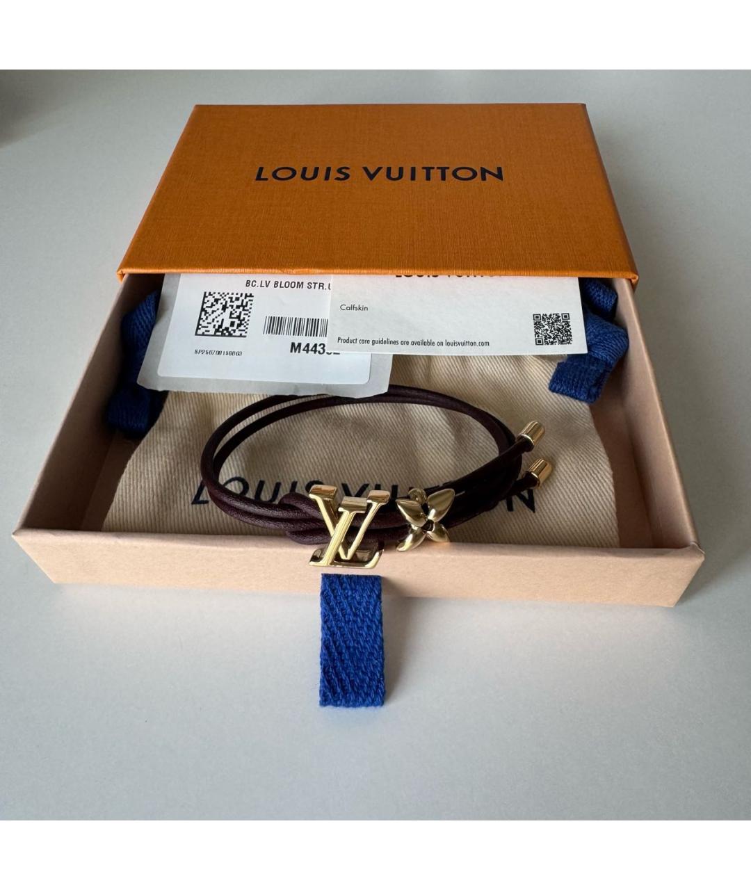 LOUIS VUITTON Бордовый кожаный браслет, фото 7