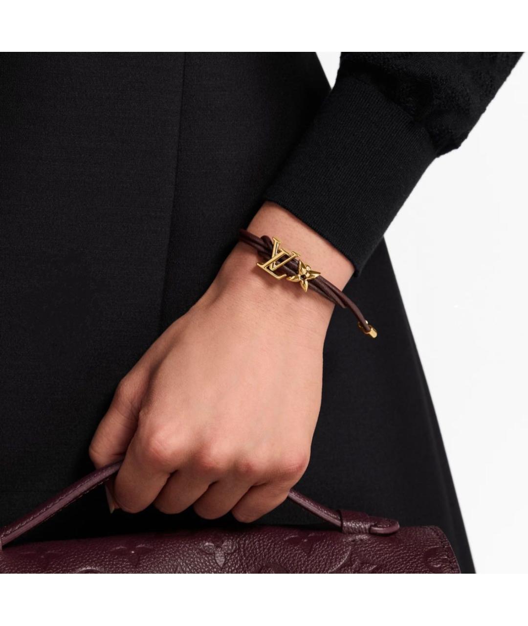 LOUIS VUITTON Бордовый кожаный браслет, фото 8